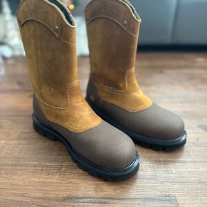 Men's 10.5 timberland pro Brown Leather steel toe Work Boots